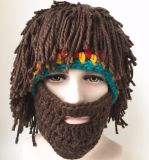 Handmade Wig Wool Hat Bearded Rasta Hand Knitted Crocheted Hat