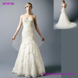 Light Champagne Lace Applique Wedding Dress with Color Beading Bridal Gowns