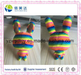 Colorful Rainbow Happy Plush Rabbit Stuffed Toy Baby Doll