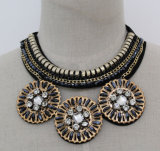 Lady Fashion Charm Navy Crystal Choker Pendant Necklace Jewelry (JE0112-2)