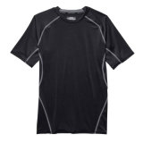 Black Short Sleeve Running Cycling Fitness Gym Sports Compression Shirt Wear for Mens