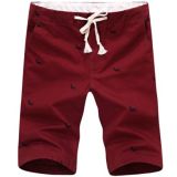 Spring Men Embroidered Straight Middle-Waist Slim Leisure Fifth Short Pants