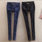 P1147 High Wais Tslim Fleece Thicken Denim Long Jeans 26-36