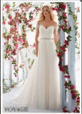 off-Shoulder Chiffon Beaded Waist Wedding Dresses Wd6814