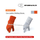 K-18 Orange Gray Working Safety Full Cow Split Leather Welding Gloves