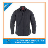 Men's Casual Cotton Long Sleeve Shirt with Yarn Dye Strip