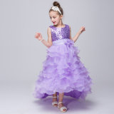 Sequin Mesh Flower Party Wedding Gown Bridesmaid Tulle Dress Little Girl Ruffles Lace Party Wedding Dresses