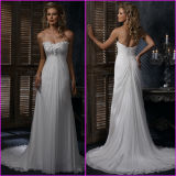 Strapless Wedding Dress Maggie Chiffon Empire Bridal Wedding Gowns (H067)