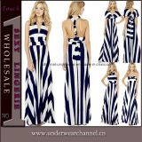 Sexy Versatile Straps Navy White Stripe Long Maxi Dress (6700)