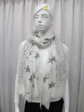 Lady Star Printed Cotton Voile Fashion Scarf (YKY1083)