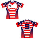 Compression Style Rugby Uniform Jersey Shirt with Player Number Printed