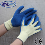 Nmsafety Yellow Polyester Palm Coated Blue Latex Gloves China Manufactures