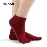 Top Quality 78.7% Combed Cotton Anti Slip Five Toe Yoga Socks