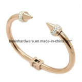 Rhinestone End Rose Gold Stainless Steel Bracelet