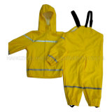 Yellow Solid Waterproof PU Raincoat