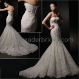 Luxury Mermaid Lace Wedding Dress Strapless Custom Bridal Gown L59