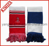 Acrylic Stripes Embroidery Logo Knitted Scarf