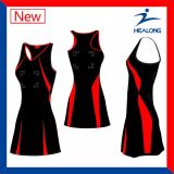 Healong Sportswear Customized Full Sublimation Netball Dress 2017 New Design