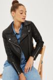 2017 Hot Sale Black Faux Leather Biker Jacket for Women