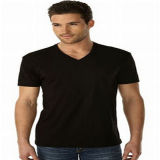Combed Cotton Mens Short Sleeve V Neck T-Shirt