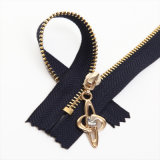 Fashion Style No. 3 Gold Brass Zipper with Diamond Puller