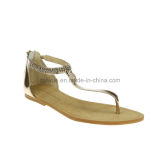 Lady Leather Leisure with Flat Sandals Flip Toe Women Sandals