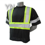 Black T-Shirt Safety Clothing with High Visibility Reflective Tape