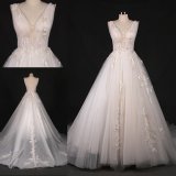 Hot Sale A Line V Neckline Bridal Wedding Gown Evening Dress Wt7411