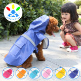 Pet Dog Polyester Hooded Raincoat with Reflective Band
