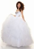 Beaded White Organza Ball Gowns Long Evening Dresses (ED3044)