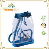 Soft-Loop Style Sport Clear Vinyl PVC Drawstring Backpack Bag with Cute Printing