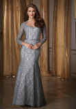 Long Sleeve Mother of The Bride Dress Lace Evening Gown
