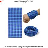 Blue Grid Pattern Scarf Tubular Headwear 100% Microfiber Polyester Sublimation Printing (YH-HS187)