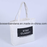 Factory OEM Produce Custom Logo Print Cotton Canvas White Tote Shopping Bag with Gussets