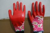 Flower Nitrile Coated Labor Garden Safety Work Gloves with Ce