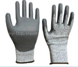 Grey Hppe Safety Work Glove with PU Coated Cut Resistant Level 5