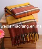 Woven Woolen Fringed Pure Virgin Wool Throw (NMQ-WT044)