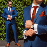 Wide Notch Lapel Blue Color Wedding Suit