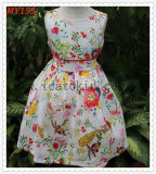 Elegant Flower Colorful Pattern Print Lovely Cotton Dress for Summer