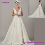 High Quality Deep V-Neck Elegant Chiffon Wedding Dress Embroidery Bridal Dress