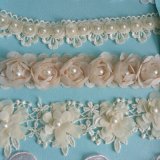 Lovely Handmade Flower with Pearl Embroidery Lace Trimming