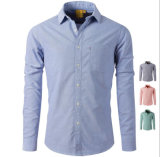 Men's Business Casual Cotton Long Sleeve Oxford Slim Fit Plain Shirt with Pocket