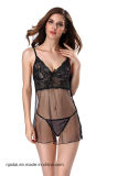 Embroidery Chiffon Black Sexy Lingerie