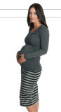 Grey & Black Striped Maternity Skirt