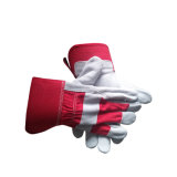 Red Color Welding Gloves Cow Split Leather Work Glove Leather Cotton Safety Gloves
