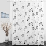 New Design Carton Cat PEVA Waterproof Shower Curtain for Bathroom