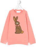 Girl's Pink Sweatershirt in Rabbit Print