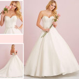 2017 Hotsale Bow Simple Flare out Boned Ball Gown Satin Wedding Gown (Dream-100001)