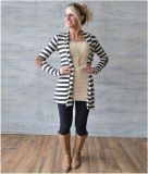 Women Inerratic Striped Loose Sweater Coat Outwear Blouse Cardigan