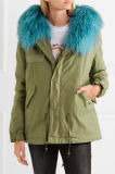 2017 Winter Coat Shearling-Lined Cotton-Canvas Parka with Faux Fur Collar